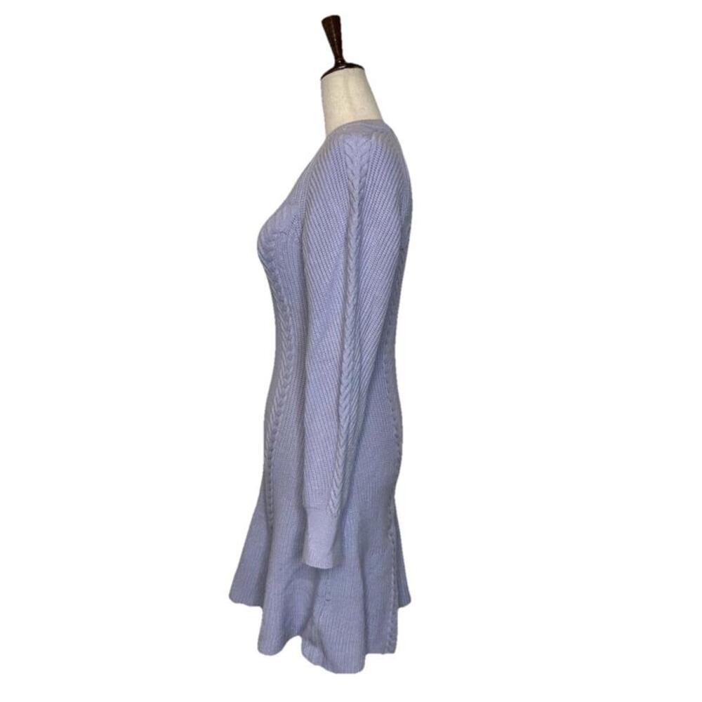 Anthropologie Skater Sweater Dress Sz M Rib Knit Lavender Crew Neck Long Sleeve - Picture 3 of 7